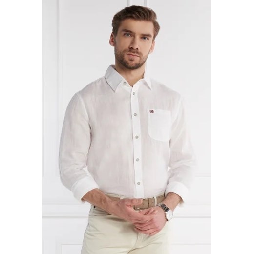 Napapijri Lniana koszula g-linen | Regular Fit ze sklepu Gomez Fashion Store w kategorii Koszule męskie - zdjęcie 172927221