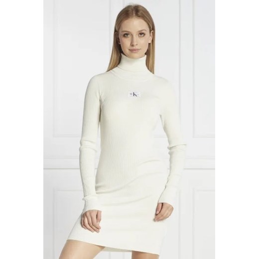 CALVIN KLEIN JEANS Sukienka BADGE ROLL NECK ze sklepu Gomez Fashion Store w kategorii Sukienki - zdjęcie 172928750