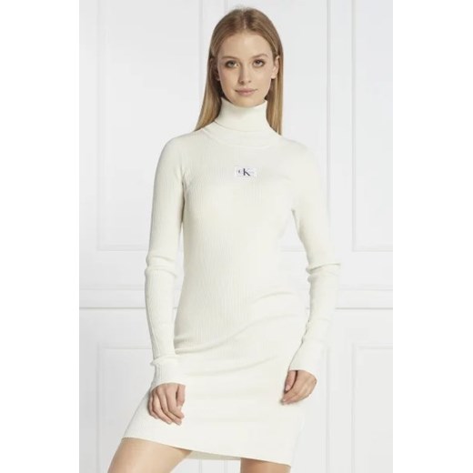 CALVIN KLEIN JEANS Sukienka BADGE ROLL NECK ze sklepu Gomez Fashion Store w kategorii Sukienki - zdjęcie 172928750