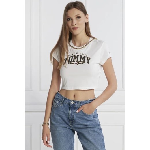 Tommy Jeans T-shirt LUX VARSITY | Cropped Fit ze sklepu Gomez Fashion Store w kategorii Bluzki damskie - zdjęcie 172929214