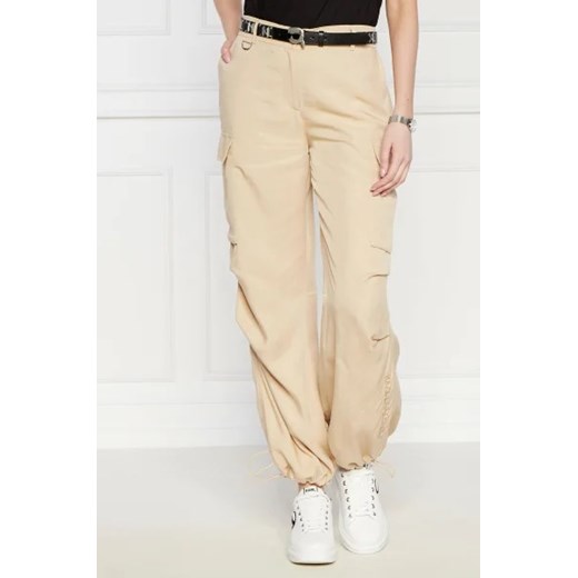 Karl Lagerfeld Spodnie cargo | Relaxed fit | z dodatkiem lnu ze sklepu Gomez Fashion Store w kategorii Spodnie damskie - zdjęcie 172942331