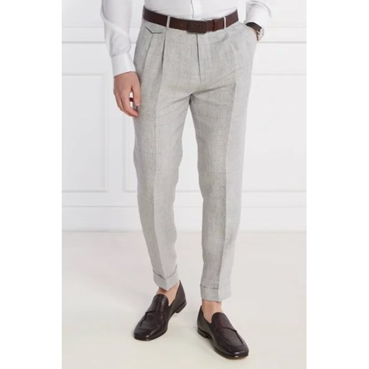 Windsor Lniane spodnie chino 13 Sapo | Slim Fit ze sklepu Gomez Fashion Store w kategorii Spodnie męskie - zdjęcie 172982772