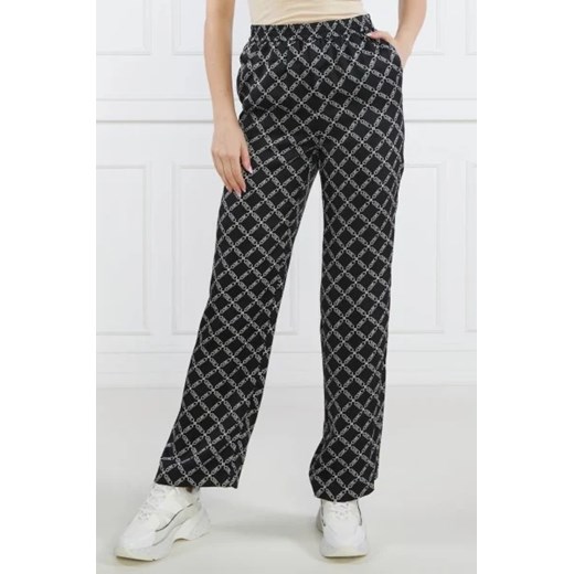 Michael Kors Satynowe spodnie EMPIRE LOGO | Straight fit ze sklepu Gomez Fashion Store w kategorii Spodnie damskie - zdjęcie 172984363