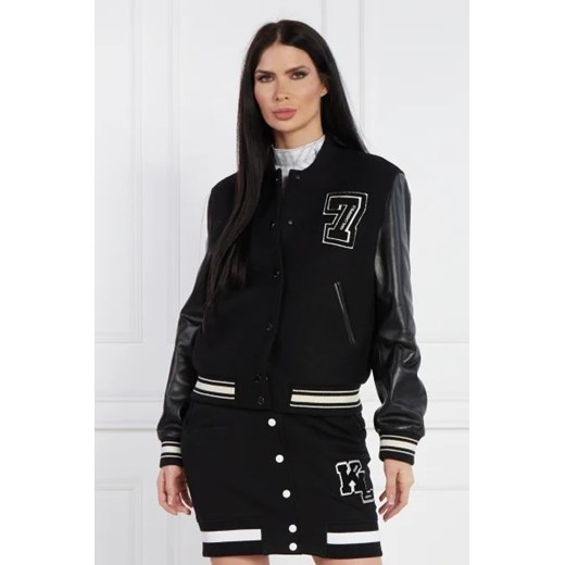 Karl Lagerfeld Wełniana kurtka bomber | Regular Fit | z dodatkiem skóry ze sklepu Gomez Fashion Store w kategorii Kurtki damskie - zdjęcie 172987033