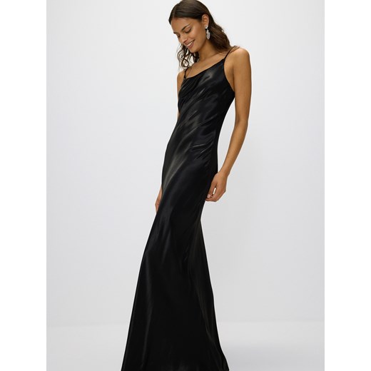 Reserved - Satynowa sukienka maxi z wiskozy - czarny ze sklepu Reserved w kategorii Sukienki - zdjęcie 172997404