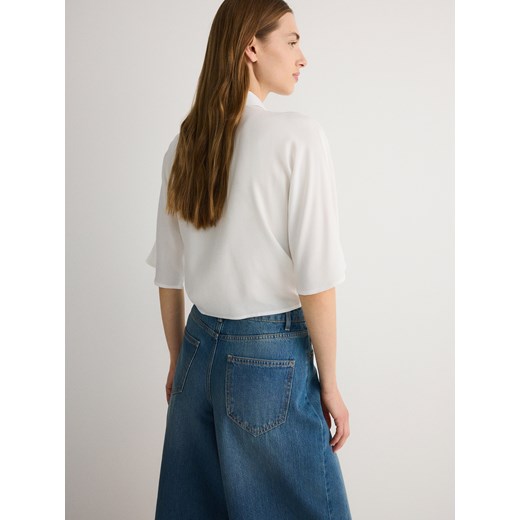 Reserved - Krótka koszula z wiązaniem - złamana biel Reserved XXL Reserved