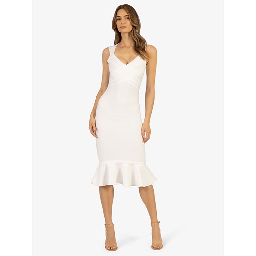 Sukienka biała APART elegancka midi na ramiączkach 
