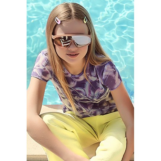 T-shirt dziewczęcy z siateczki - fioletowy - Lincoln&Sharks ze sklepu 5.10.15 w kategorii Bluzki dziewczęce - zdjęcie 172999883