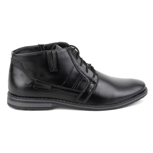 Buty męskie sztyblety skórzane sznurowane niskie 902KZ czarne ze sklepu butyolivier w kategorii Buty zimowe męskie - zdjęcie 173000272
