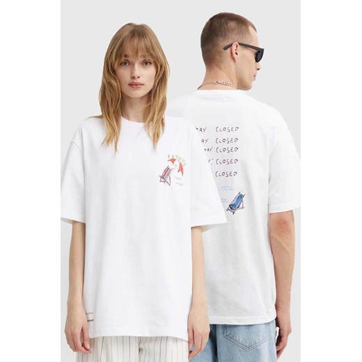 Samsoe Samsoe t-shirt bawełniany SAGIOTTO kolor biały z nadrukiem U24200007 ze sklepu ANSWEAR.com w kategorii Bluzki damskie - zdjęcie 173000431