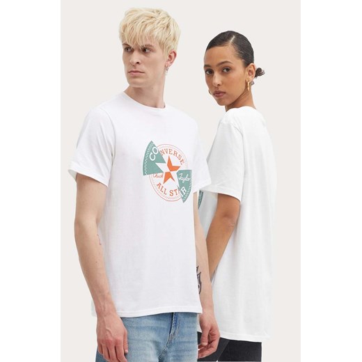 Converse t-shirt bawełniany kolor beżowy z nadrukiem 10026427-A02 ze sklepu ANSWEAR.com w kategorii T-shirty męskie - zdjęcie 173000672