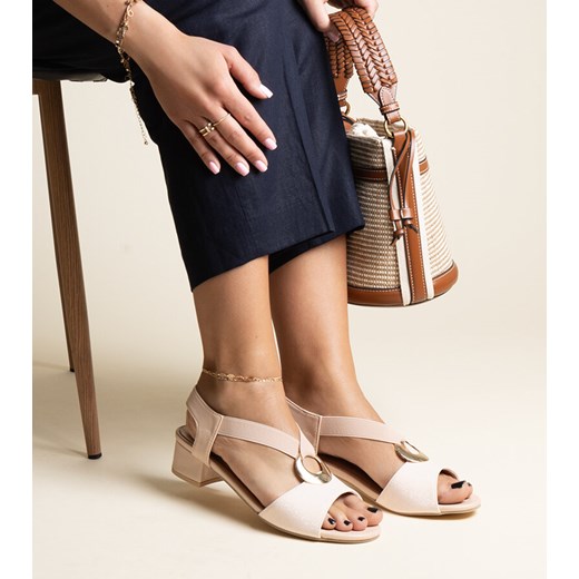 Beżowe wsuwane sandały na słupku Jorga ze sklepu gemre w kategorii Sandały damskie - zdjęcie 173000720