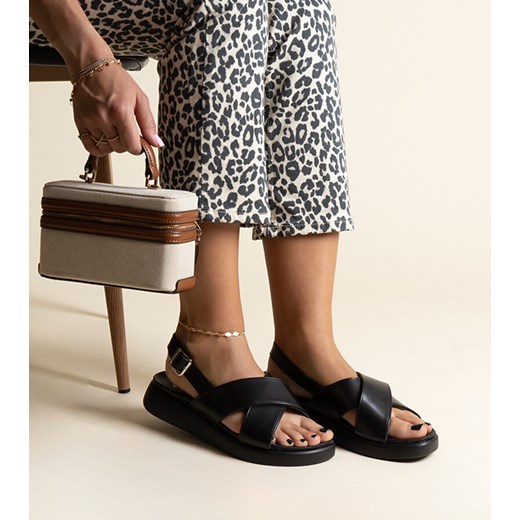 Czarne sandały na platformie Burnet ze sklepu gemre w kategorii Sandały damskie - zdjęcie 173000791
