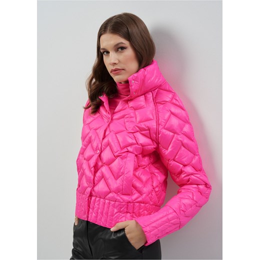 Różowa pikowana kurtka damska ze stójką Ochnik One Size okazja OCHNIK