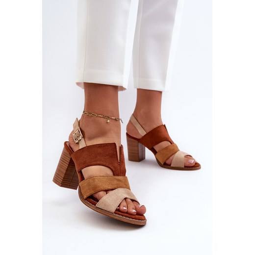 Damskie Sandały Obcas Słupek Brązowe Qutima  24SD35-7080 37 ZAZOO
