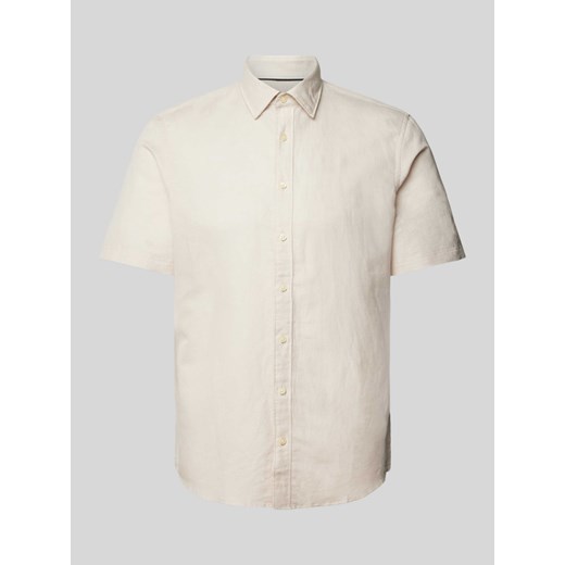 Koszula lniana o kroju slim fit z kołnierzykiem typu kent ze sklepu Peek&Cloppenburg  w kategorii Koszule męskie - zdjęcie 173004824