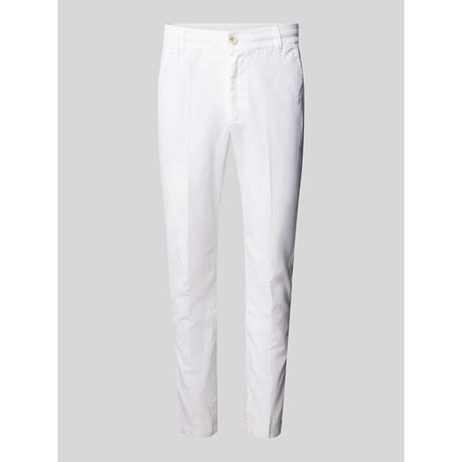 Spodnie lniane o kroju relaxed tapered fit w kant ze sklepu Peek&Cloppenburg  w kategorii Spodnie męskie - zdjęcie 173005202
