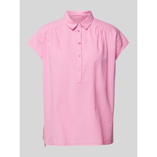 Bluzka z mieszanki bawełny i lnu w jednolitym kolorze ze sklepu Peek&Cloppenburg  w kategorii Koszule damskie - zdjęcie 173005234