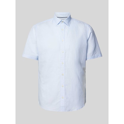 Koszula lniana o kroju slim fit z kołnierzykiem typu kent ze sklepu Peek&Cloppenburg  w kategorii Koszule męskie - zdjęcie 173005271