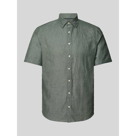 Koszula lniana o kroju slim fit z kołnierzykiem typu kent ze sklepu Peek&Cloppenburg  w kategorii Koszule męskie - zdjęcie 173005294