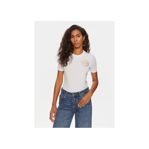 Versace Jeans Couture T-Shirt 76HAHT02 Biały Slim Fit ze sklepu MODIVO w kategorii Bluzki damskie - zdjęcie 173010750