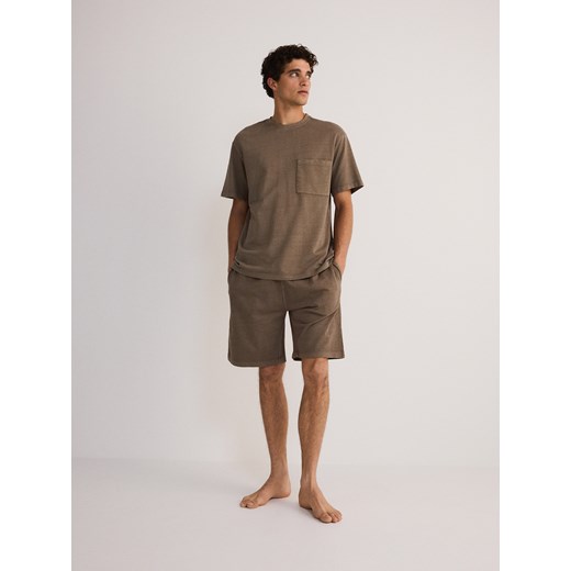 Reserved - Dwuczęściowa piżama z efektem sprania - beżowy ze sklepu Reserved w kategorii Piżamy męskie - zdjęcie 173012851