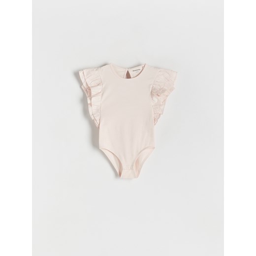 Reserved - Body z falbankami przy rękawach - pastelowy róż ze sklepu Reserved w kategorii Body niemowlęce - zdjęcie 173012863