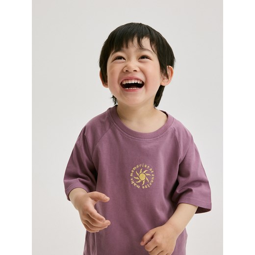 Reserved - T-shirt oversize z haftem - fioletowy Reserved 86 (12-18 m.) Reserved