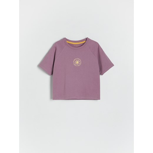 Reserved - T-shirt oversize z haftem - fioletowy ze sklepu Reserved w kategorii Koszulki niemowlęce - zdjęcie 173013001