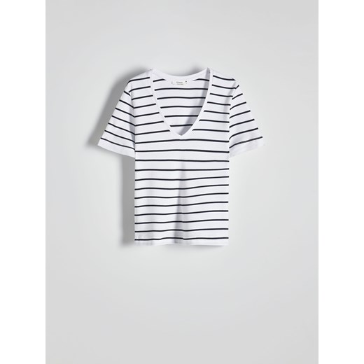 Reserved - T-shirt z merceryzowanej bawełny - wielobarwny ze sklepu Reserved w kategorii Bluzki damskie - zdjęcie 173013182