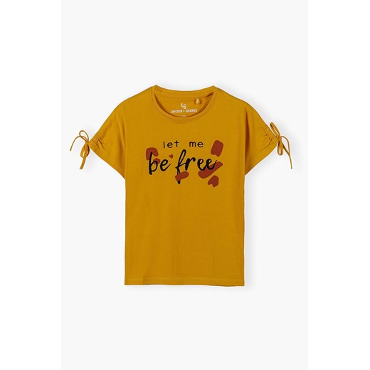 Bawełniany T-shirt z napisem dla dziewczynki - pomarańczowy Lincoln & Sharks By 5.10.15. 170 promocyjna cena 5.10.15