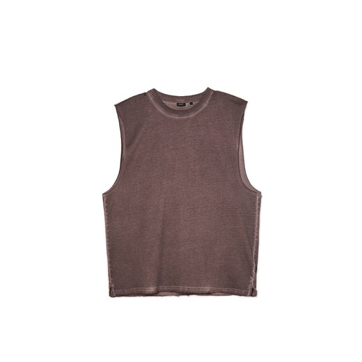 Cropp - Brązowa koszulka bez rękawów z efektem sprania - brązowy ze sklepu Cropp w kategorii T-shirty męskie - zdjęcie 173013571