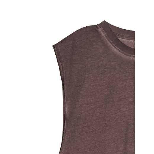 Cropp - Brązowa koszulka bez rękawów z efektem sprania - brązowy Cropp XS Cropp