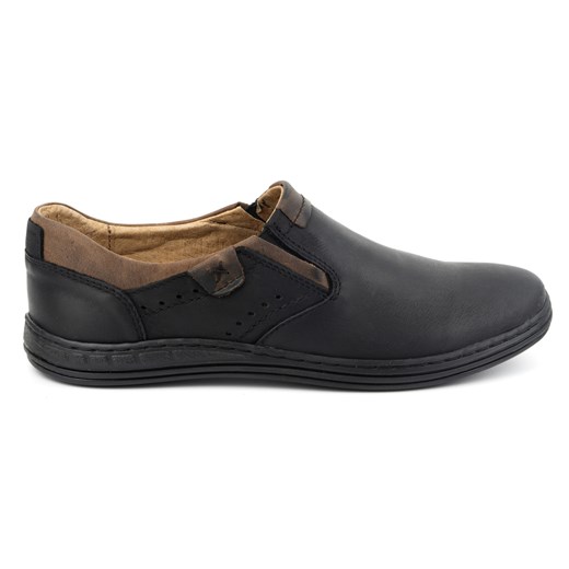 Buty męskie skórzane wsuwane slip-on 401 Czarne ze sklepu butyolivier w kategorii Półbuty męskie - zdjęcie 173014124