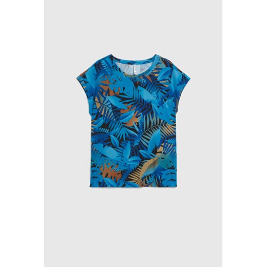 Bluzka z tropiklanym wzorem granatowa 42 Moodo.pl