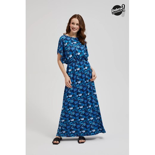 Sukienka maxi w tropikalny wzór niebieska ze sklepu Moodo.pl w kategorii Sukienki - zdjęcie 173015004
