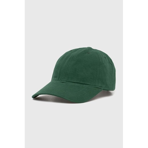 Lacoste czapka z daszkiem bawełniana kolor zielony gładka ze sklepu PRM w kategorii Czapki z daszkiem damskie - zdjęcie 173015421