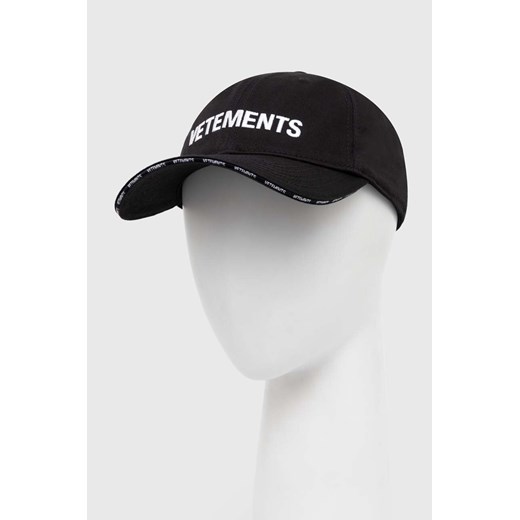 VETEMENTS czapka z daszkiem bawełniana Iconic Logo Cap kolor czarny z aplikacją Vetements One Size PRM