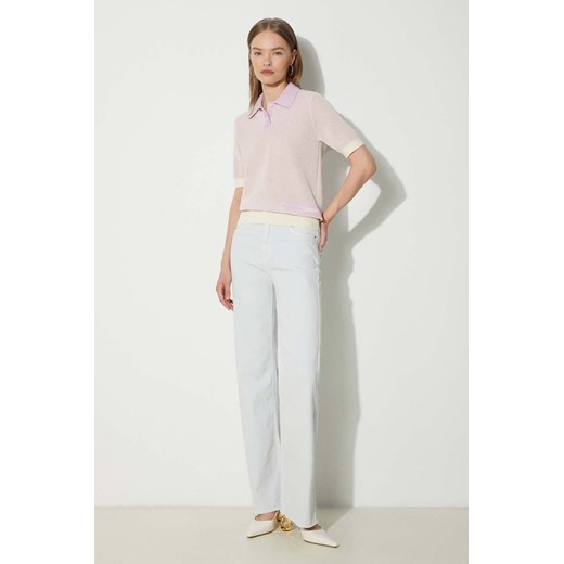 Maison Kitsuné polo bawełniane Flash Fox Knitted Mesh Polo kolor fioletowy Maison Kitsuné M PRM