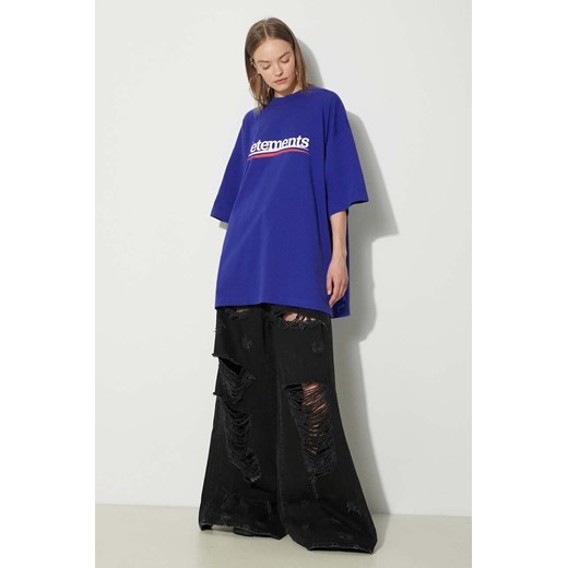 VETEMENTS t-shirt bawełniany Campaign Logo T-Shirt kolor niebieski z nadrukiem Vetements XL PRM