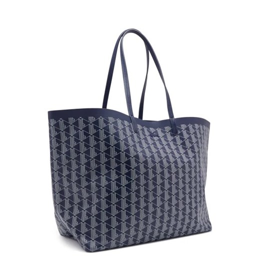 Granatowa shopper bag Lacoste z nadrukiem na ramię duża