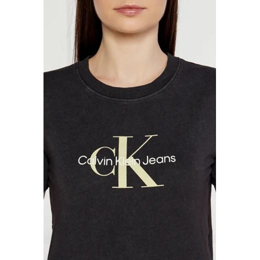 Czarna bluzka damska Calvin Klein z krótkimi rękawami z okrągłym dekoltem 