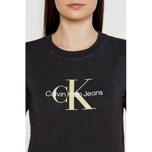 Czarna bluzka damska Calvin Klein z krótkimi rękawami z okrągłym dekoltem