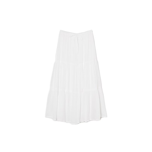 Cropp - Biała spódnica regulowana w pasie - biały ze sklepu Cropp w kategorii Spódnice - zdjęcie 173019673