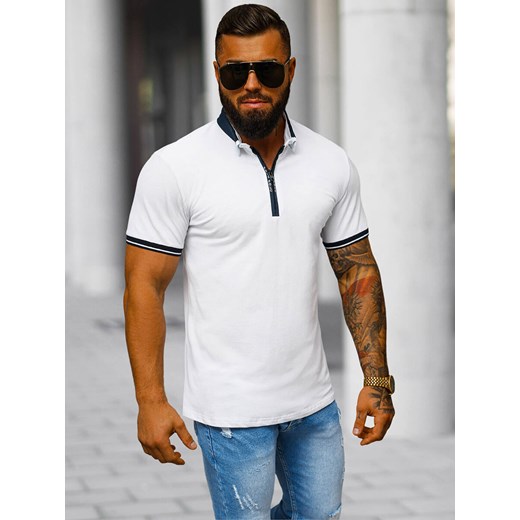 Koszulka męska polo biała OZONEE O/DA836 ze sklepu ozonee.pl w kategorii T-shirty męskie - zdjęcie 173021431