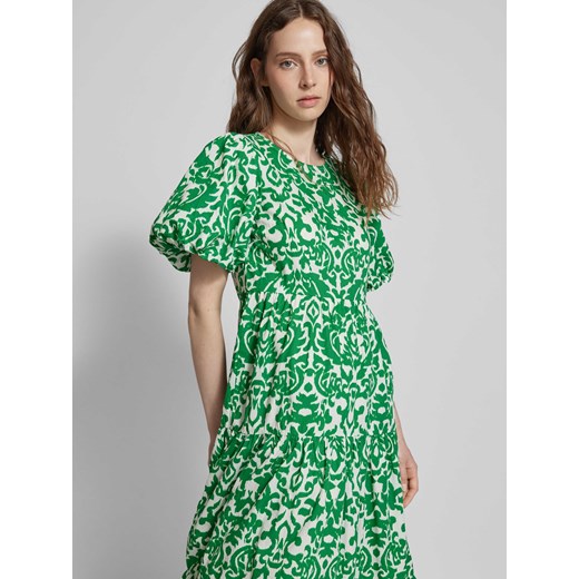 Zielona sukienka Yas w abstrakcyjne wzory bawełniana 