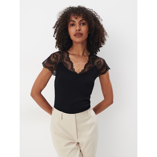 Mohito - Bluzka z koronką - czarny Mohito XS Mohito