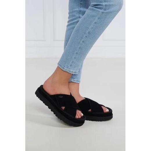 Klapki damskie UGG bez zapięcia casual czarne na lato