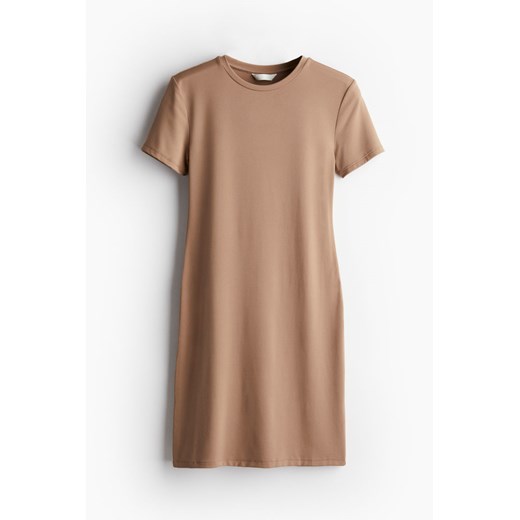H & M - Sukienka T-shirtowa z mikrofibry - Beżowy H & M XS H&M