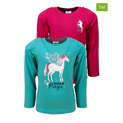 Salt and Pepper Koszulki (2 szt.) &quot;Unicorn&quot; w kolorze różowym i turkusowym ze sklepu Limango Polska w kategorii Bluzki dziewczęce - zdjęcie 173029782